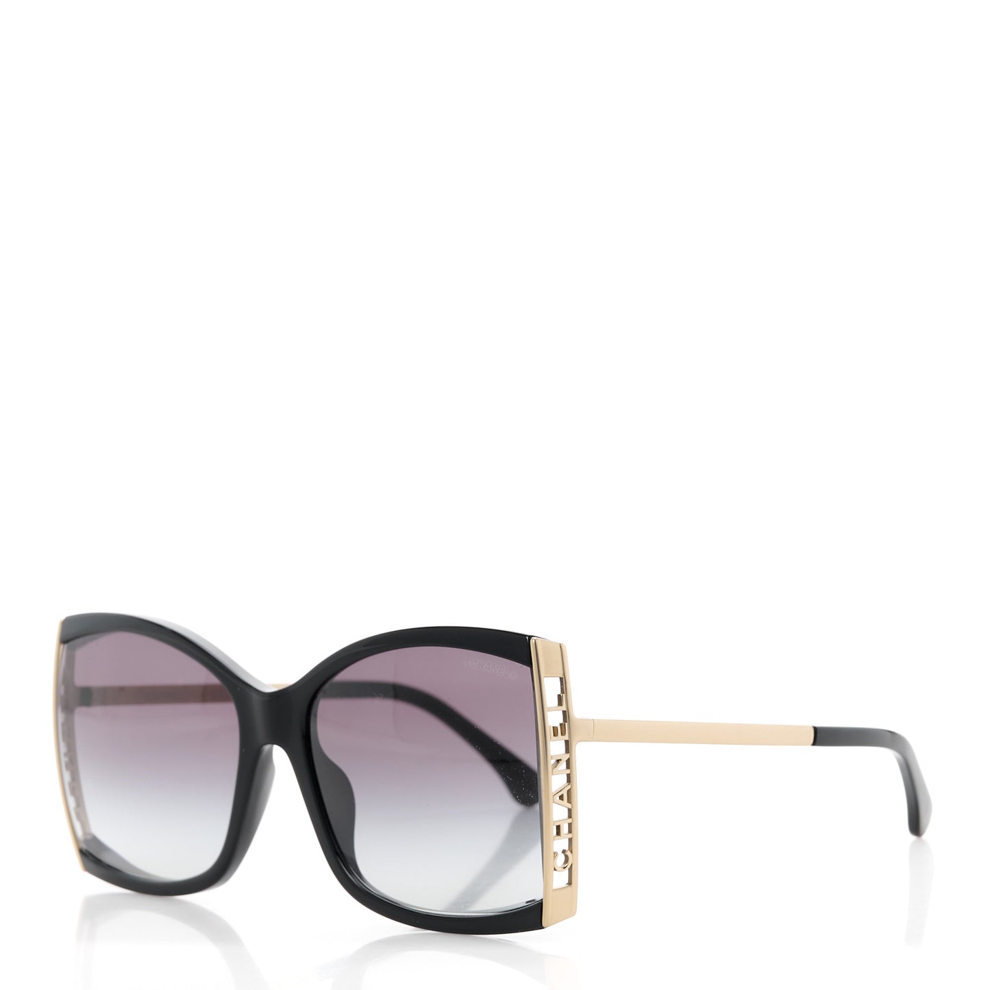 Acetate Metal Logo Square Sunglasses 71545A Black Gold