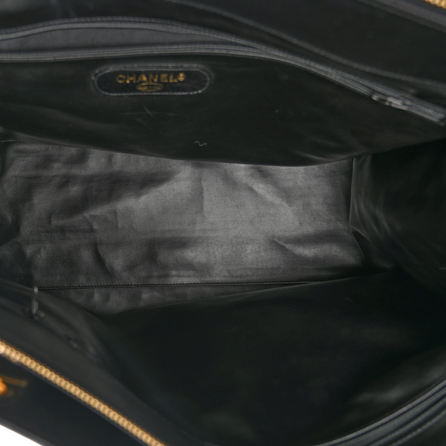 Chanel Calfskin Stitched XL Weekender Black 5 of 12