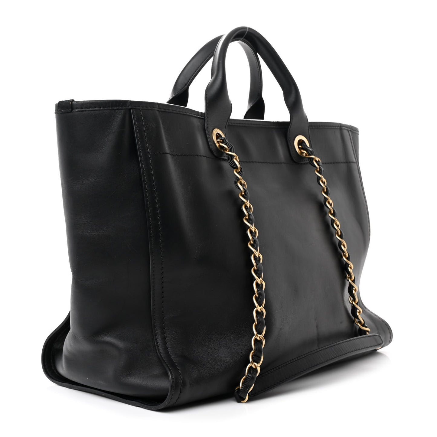 Calfskin Medium Deauville Tote Black