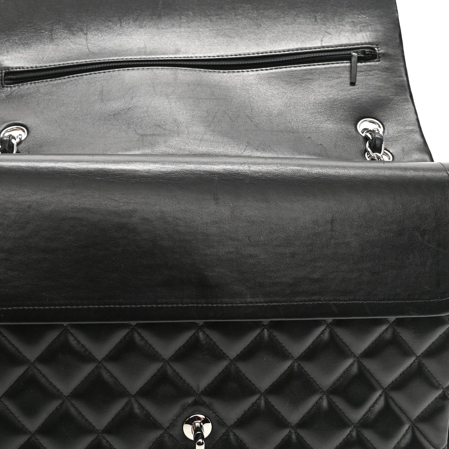 Lambskin Quilted Maxi Double Flap Black