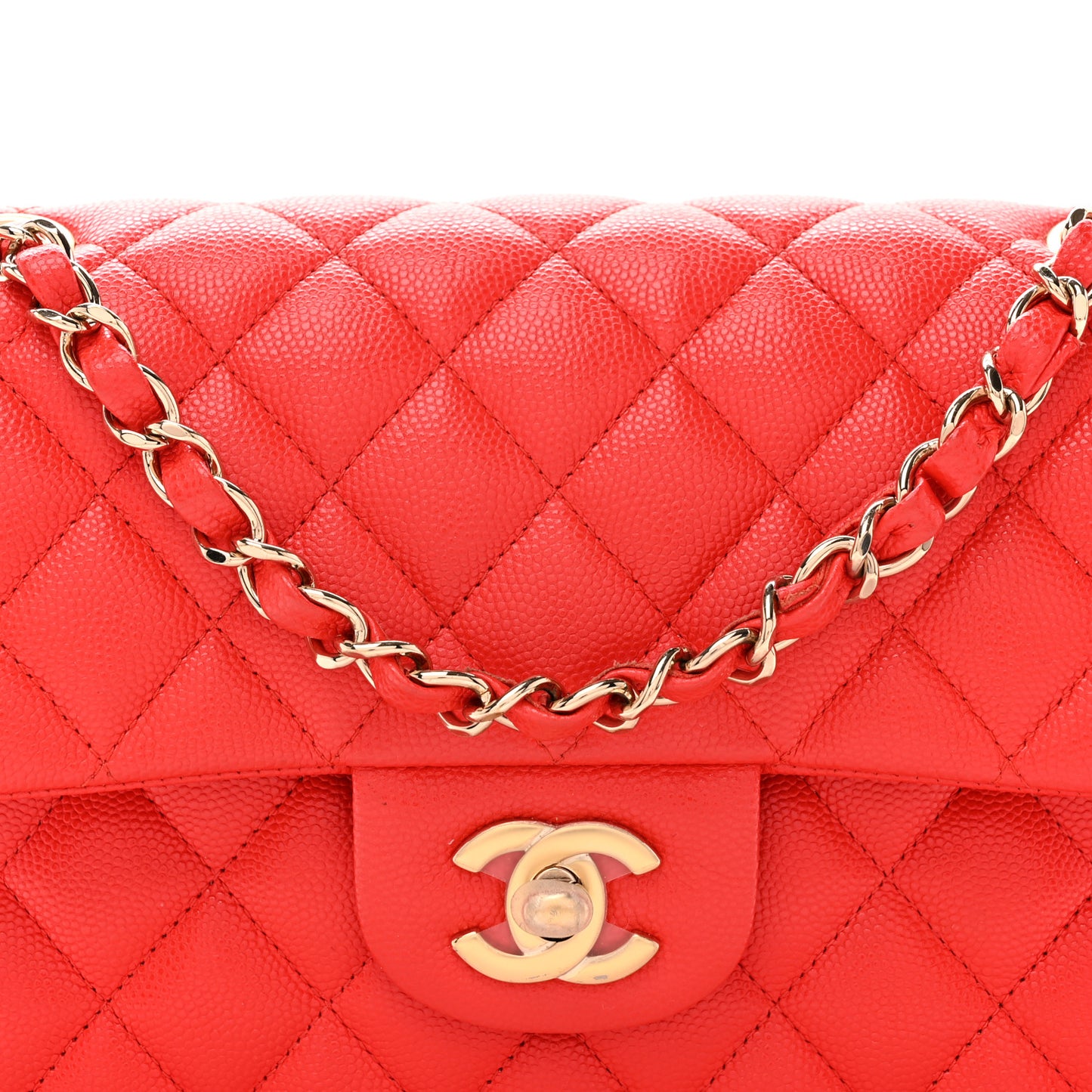 Caviar Quilted Small Double Flap Red
