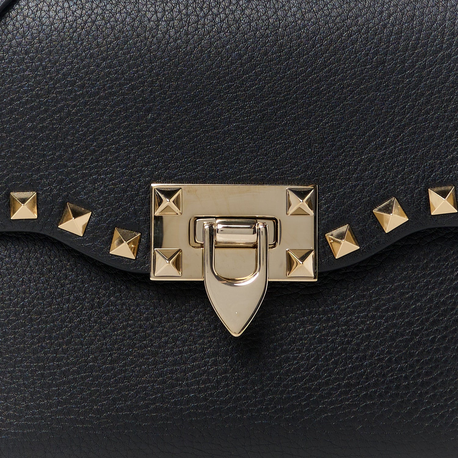 Valentino Garavani Pebbled Calfskin Medium Rockstud Flip Lock Crossbody Bag Black 7 of 9