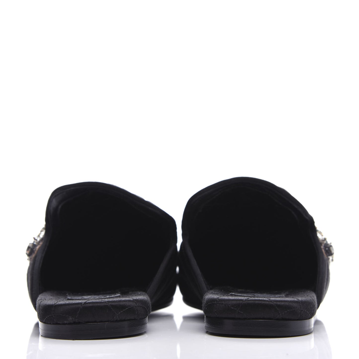 Satin Embroidered Heart and Dagger Slippers 35.5 Black