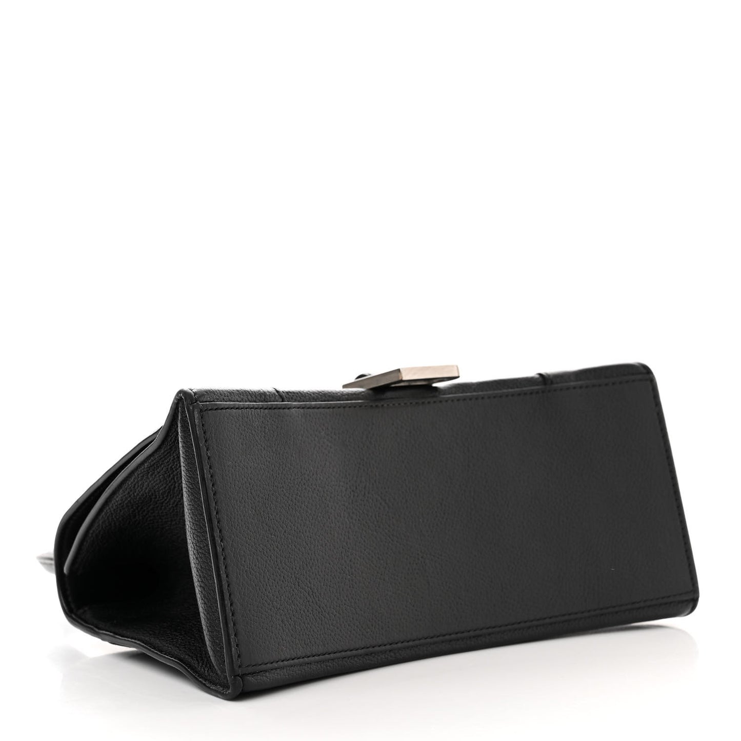 Grained Calfskin Small Hourglass Top Handle Bag Black