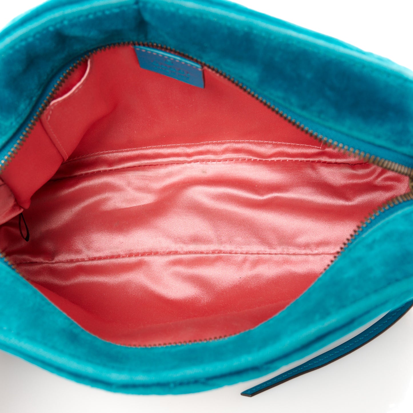 Velvet Matelasse Small GG Marmont Chain Shoulder Bag Pavone Cyan