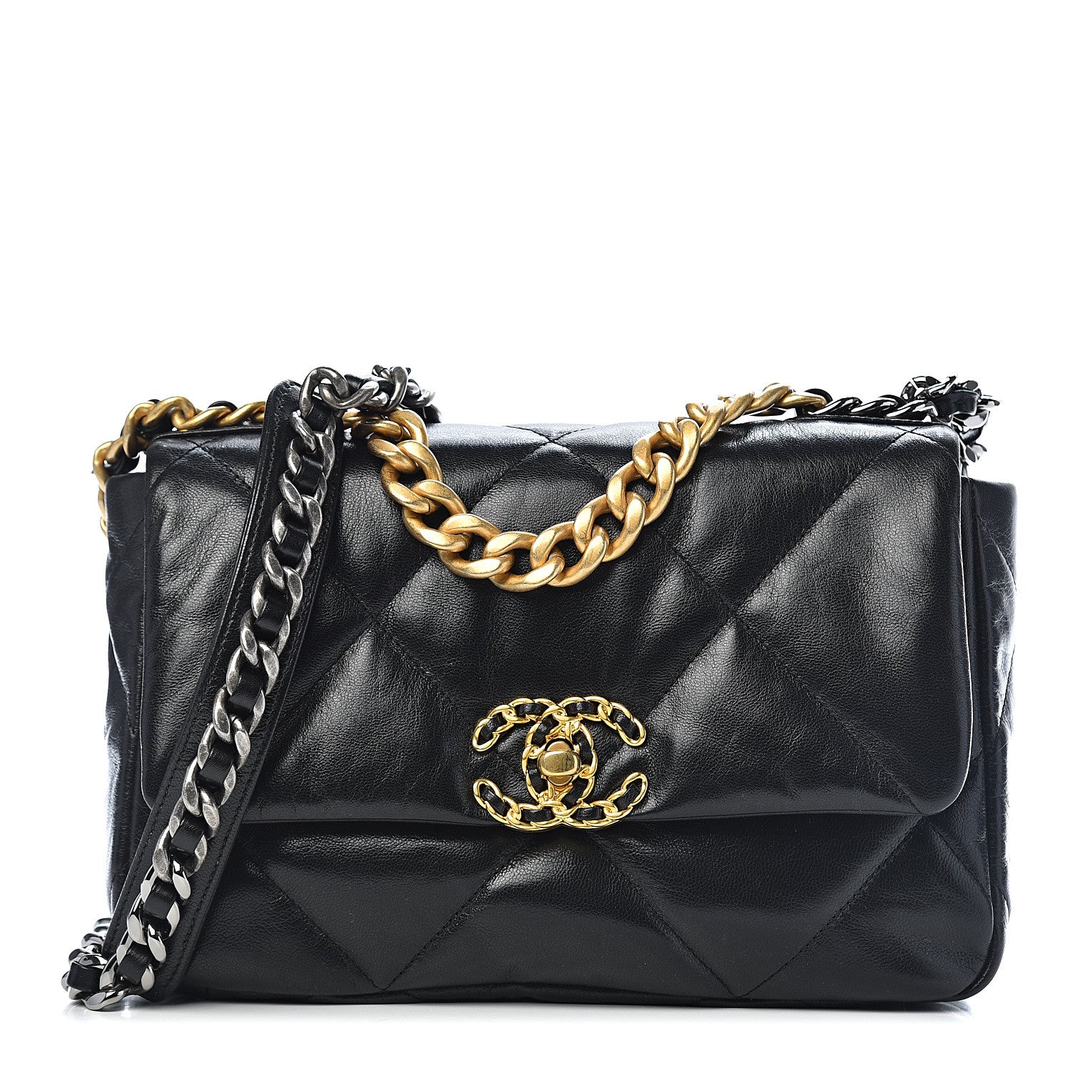 Chanel Goatskin Quilted Medium 19 Flap Black 1 of 10