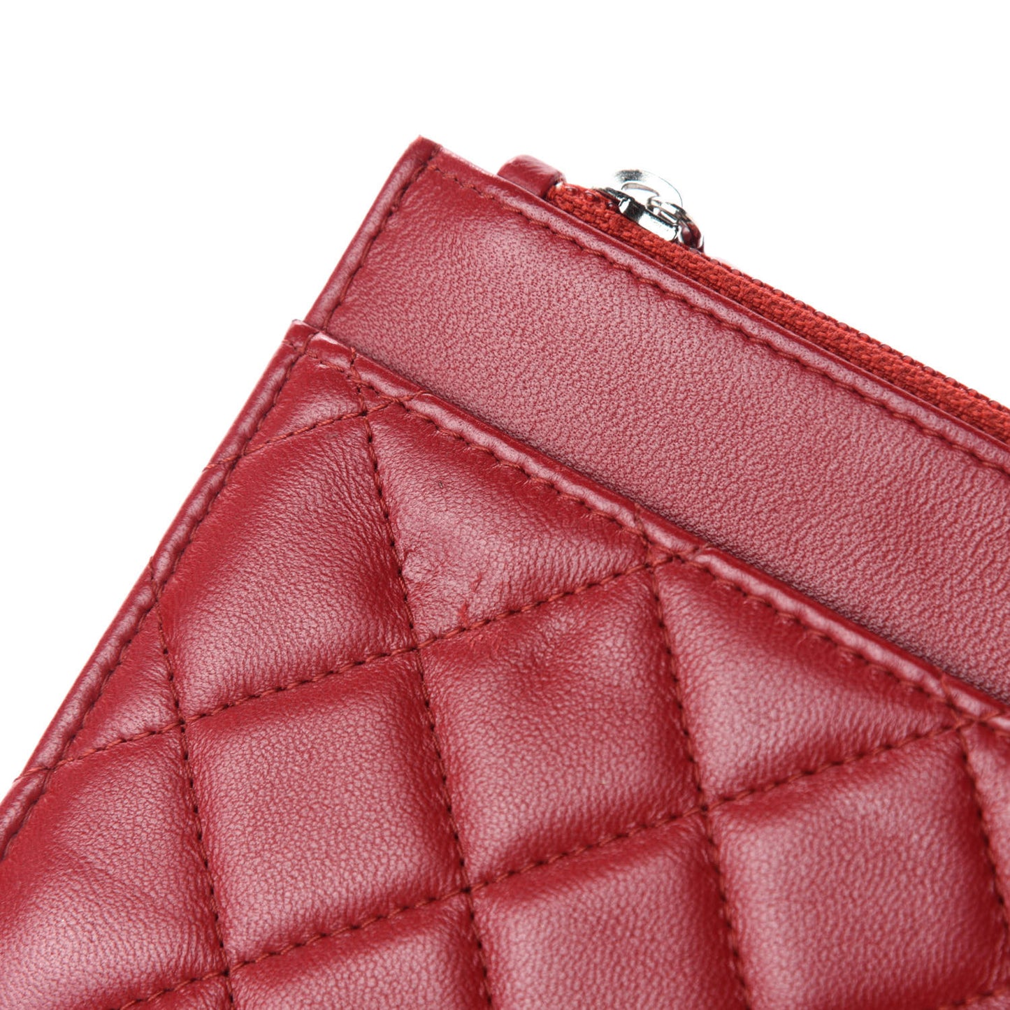Lambskin Quilted Wallet on Chain WOC Red
