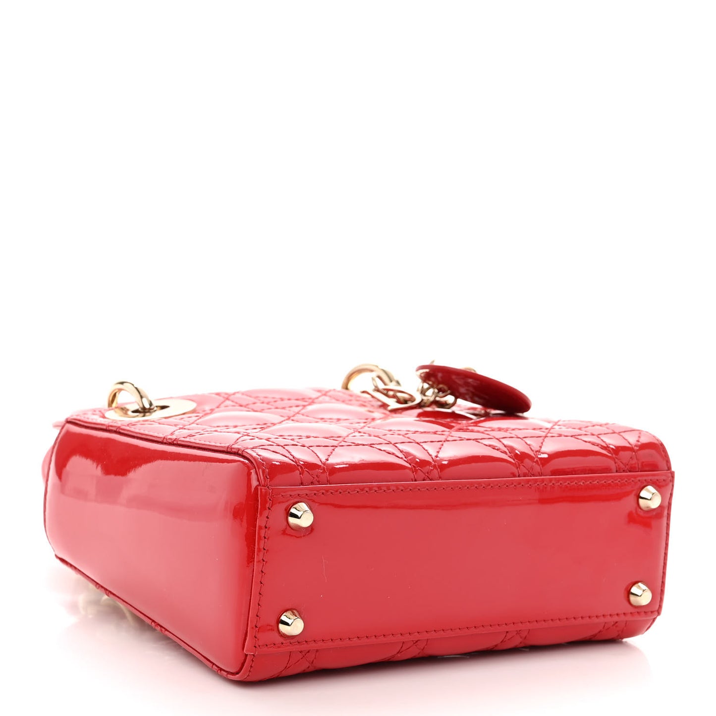 Patent Cannage Mini Lady Dior Red
