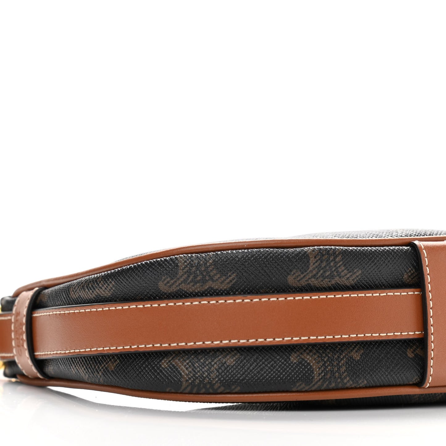Canvas Calfskin Mini Ava Triomphe Shoulder Bag Tan
