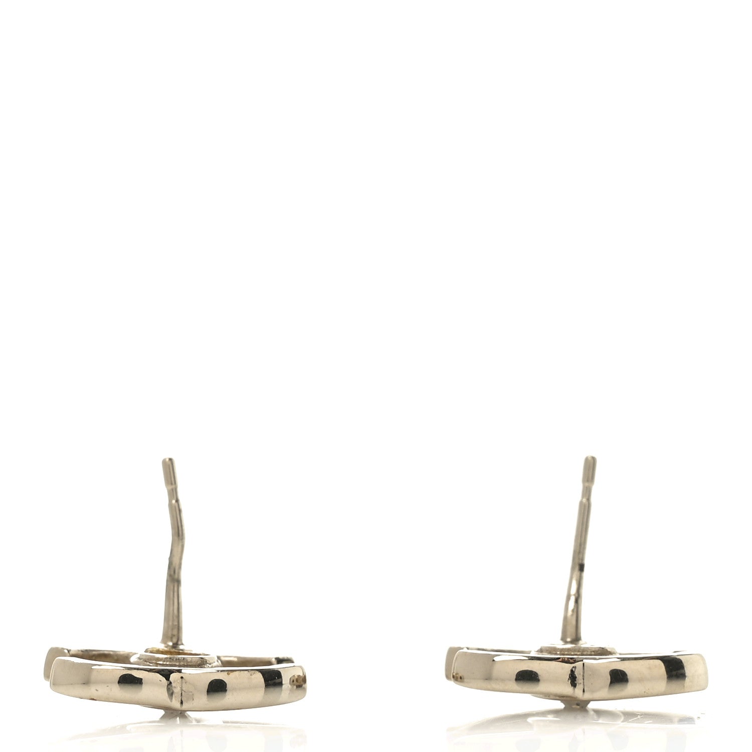 Chanel Crystal CC Large Stud Earrings Gold 3 of 4