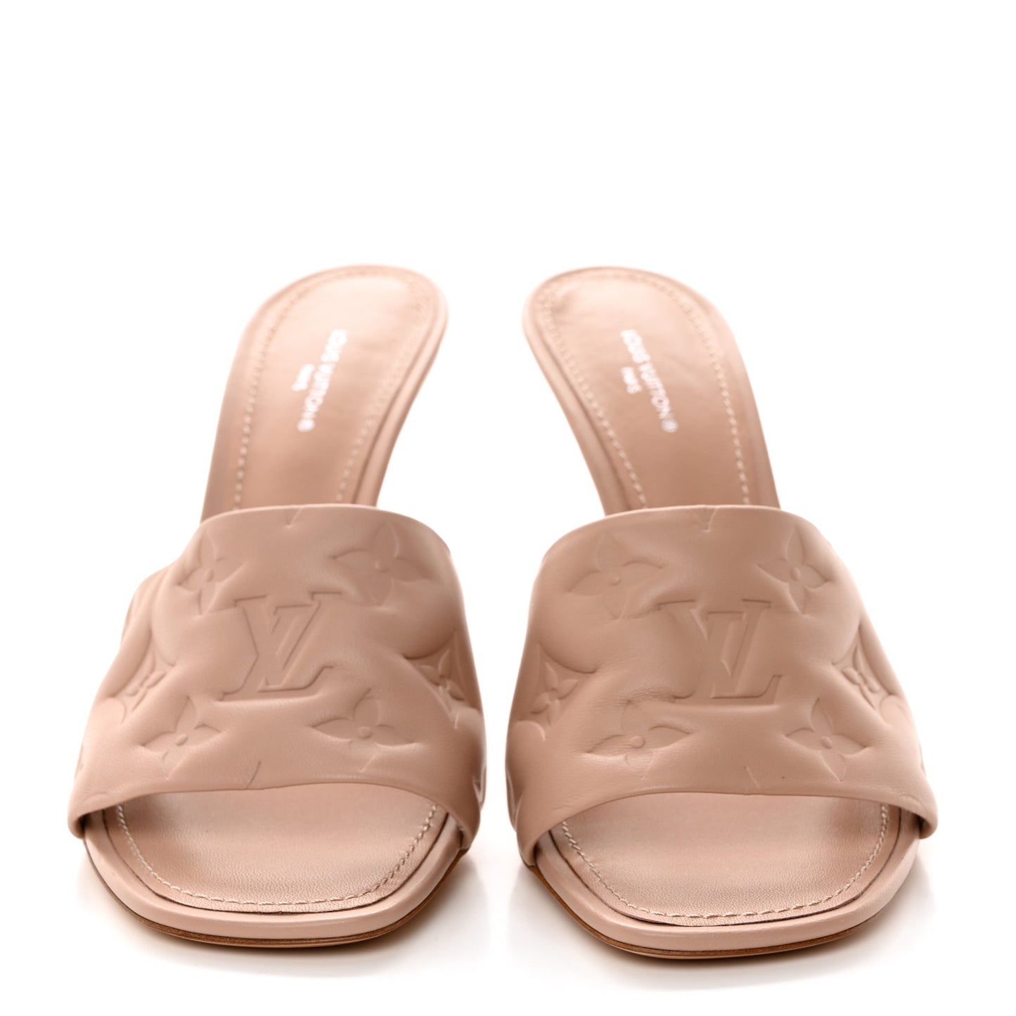 Lambskin Embossed Monogram Revival Mules 38 Beige