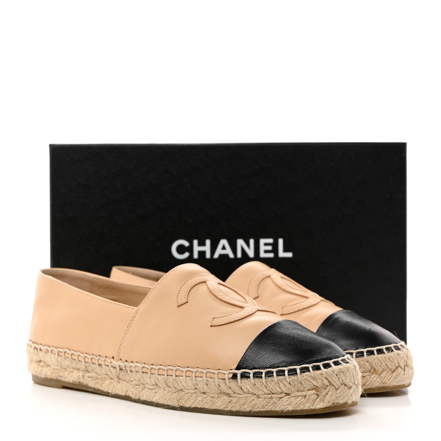 Lambskin CC Espadrilles 38 Beige Black