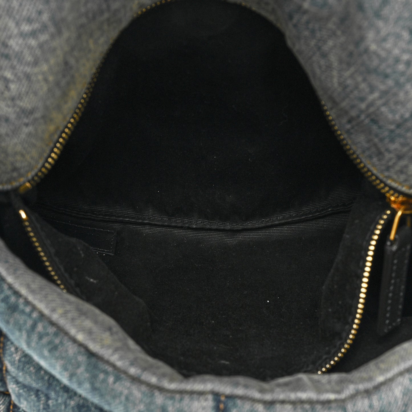 Denim Quilted Medium Loulou Puffer Monogram Chain Satchel Blue Black