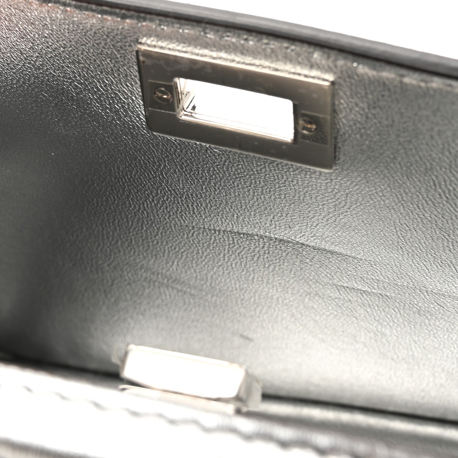 Fendi Crystal Vitello Laminato FF Petite Peekaboo I SEE U Satchel Crystal Argento 11 of 11