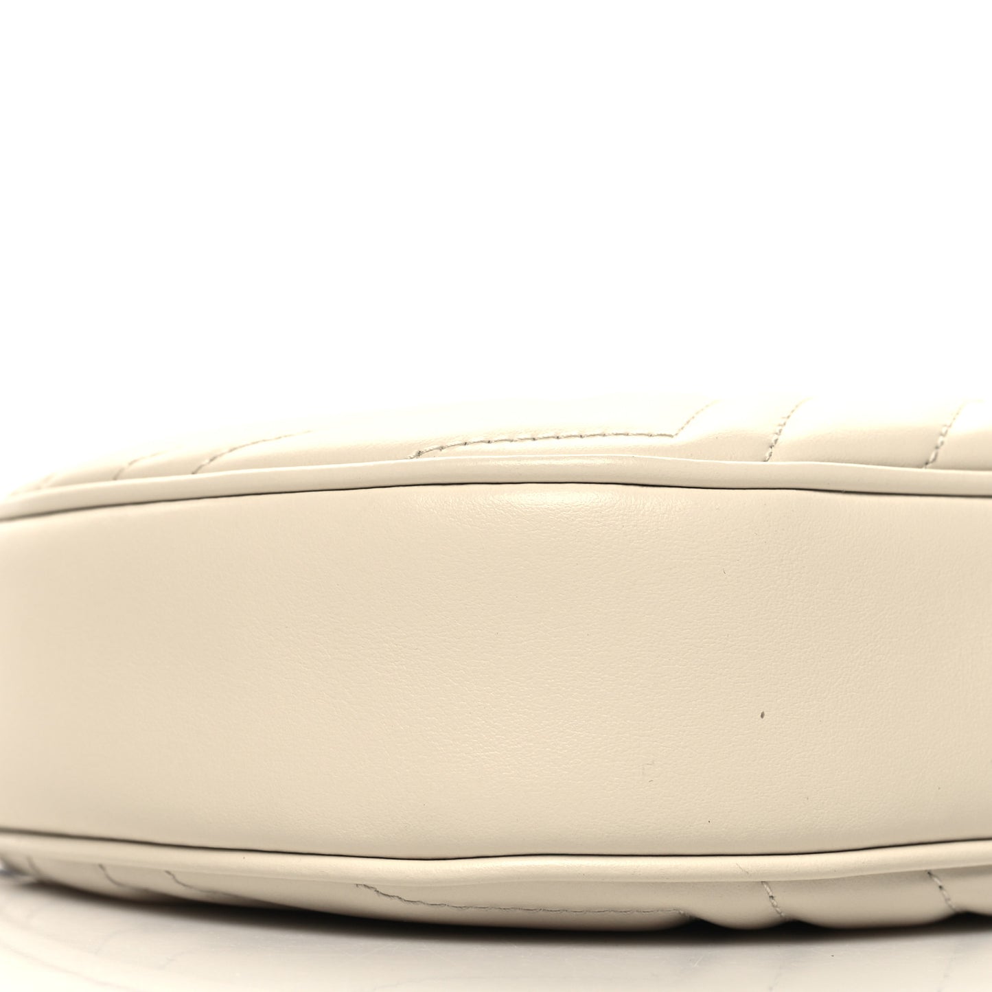 Calfskin Matelasse Chevron Mini GG Marmont Half Moon Hobo Mystic White