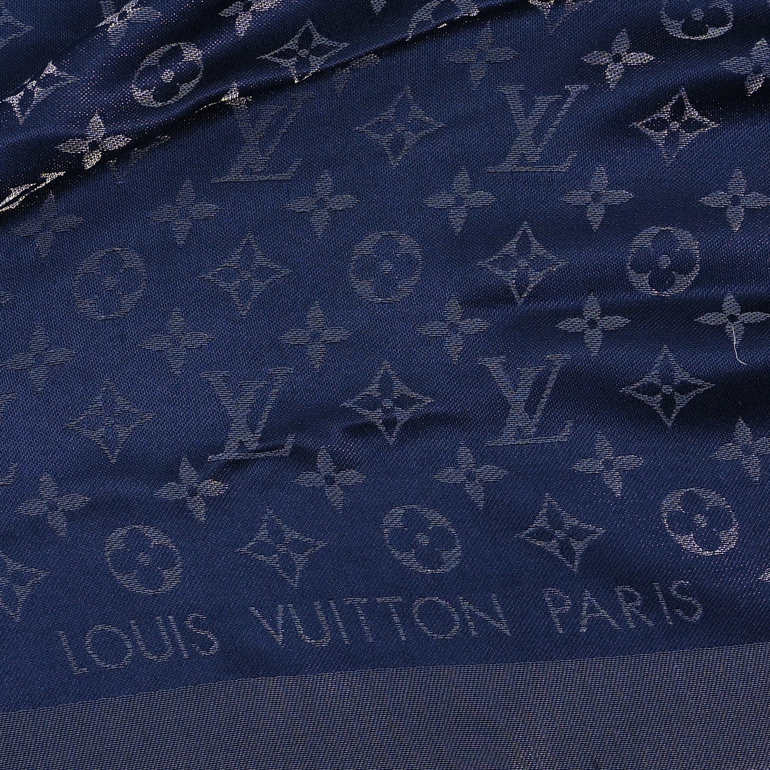 Louis Vuitton Silk Wool Monogram Denim Shawl Blue 2 of 3