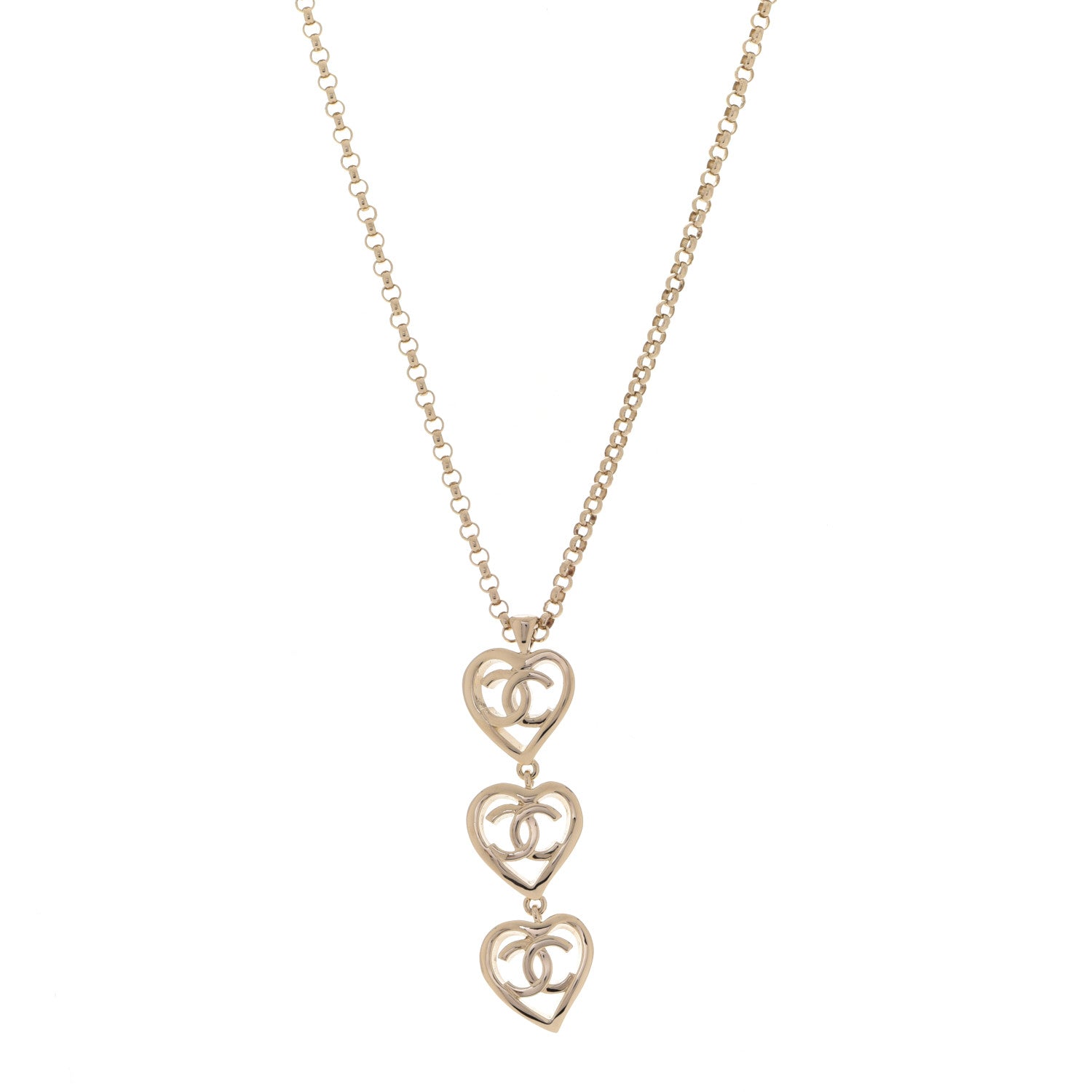 Chanel Metal CC Heart Coco In Love Drop Necklace Gold 963486 – FASHIONPHILE