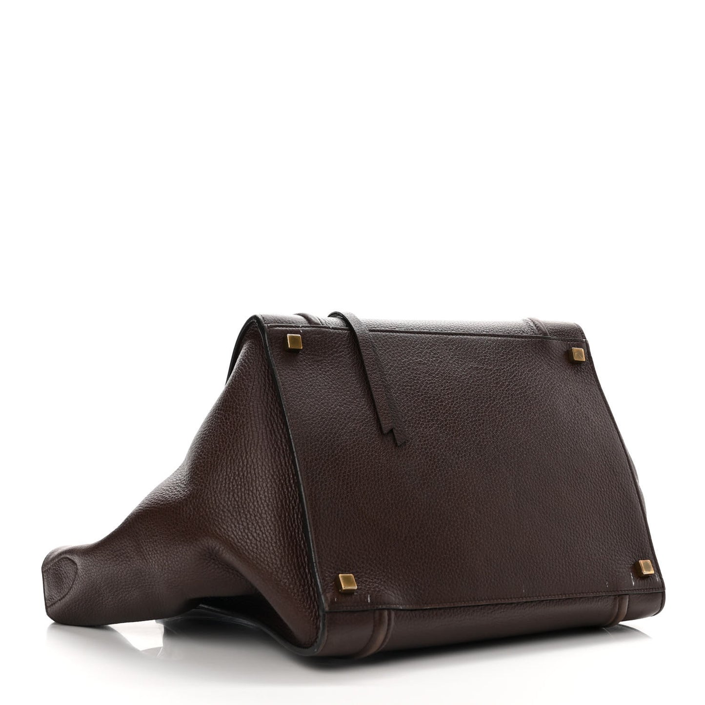 Shiny Grained Calfskin Medium Phantom Luggage Brown