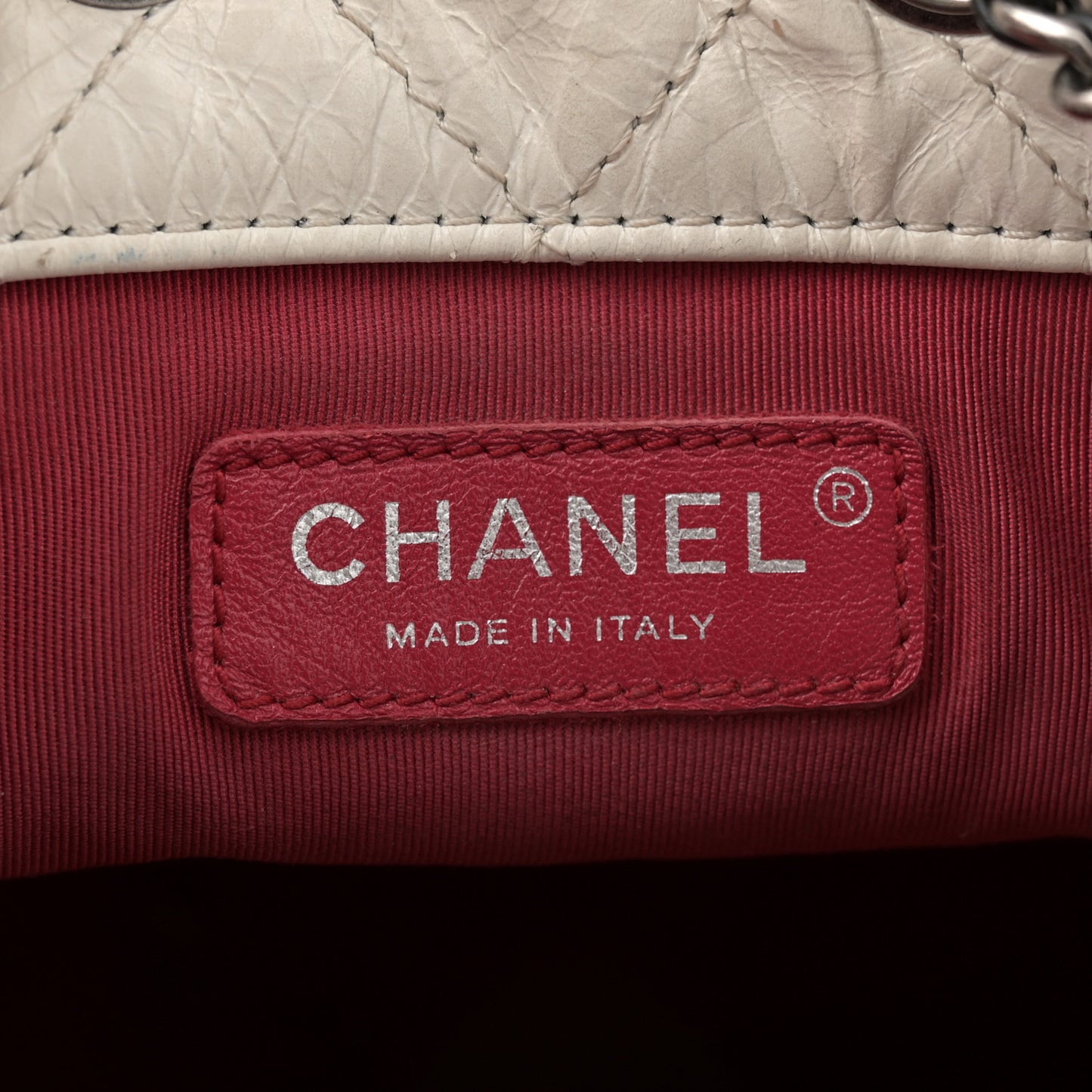 Aged Calfskin Quilted Gabrielle Backpack Black White