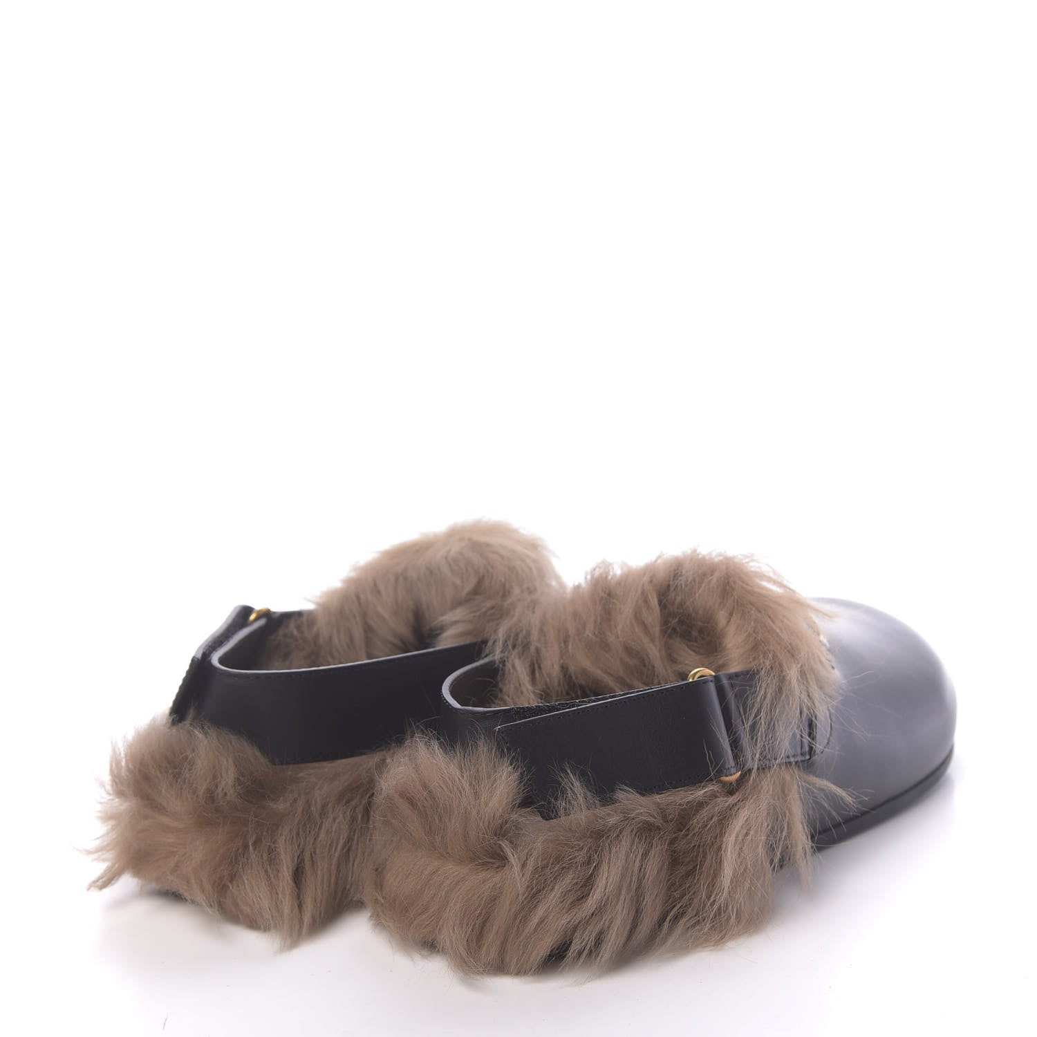 Gucci Calfskin Fur Mens Horsebit River Slingback Slippers 6 Black 4 of 11
