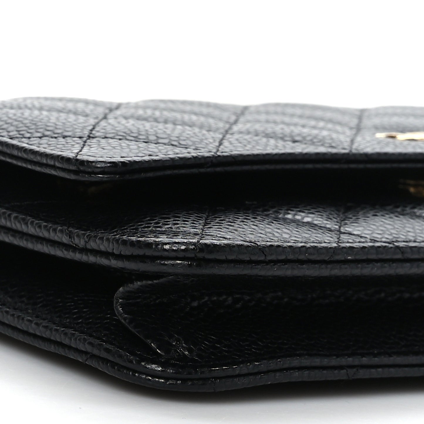 Caviar Quilted Wallet on Chain WOC Black