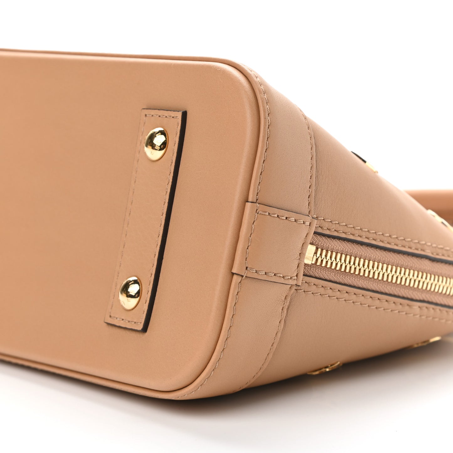 Calfskin Metal Monogram Alma BB Camel Brown