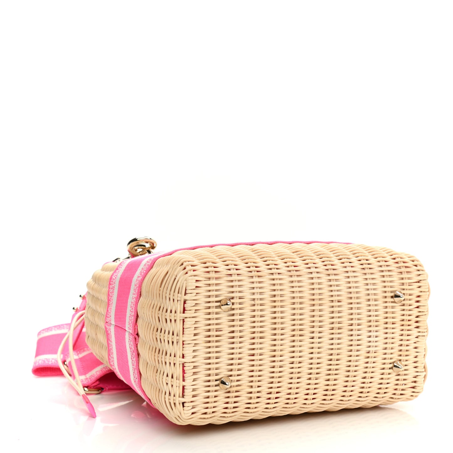 Wicker Oblique Medium Lady Dior Bag Fluorescent Pink