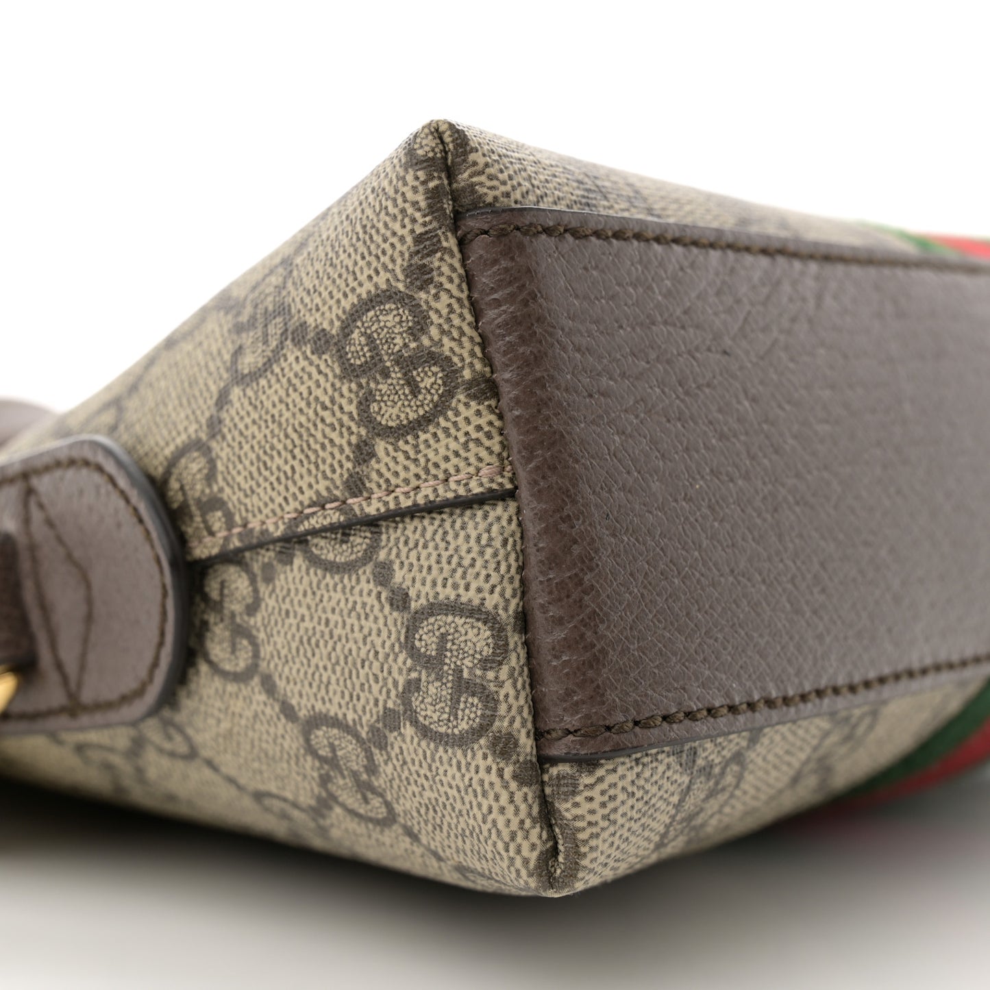 GG Supreme Monogram Textured Dollar Calfskin Web Small Ophidia Dome Shoulder Bag Beige Ebony New Acero