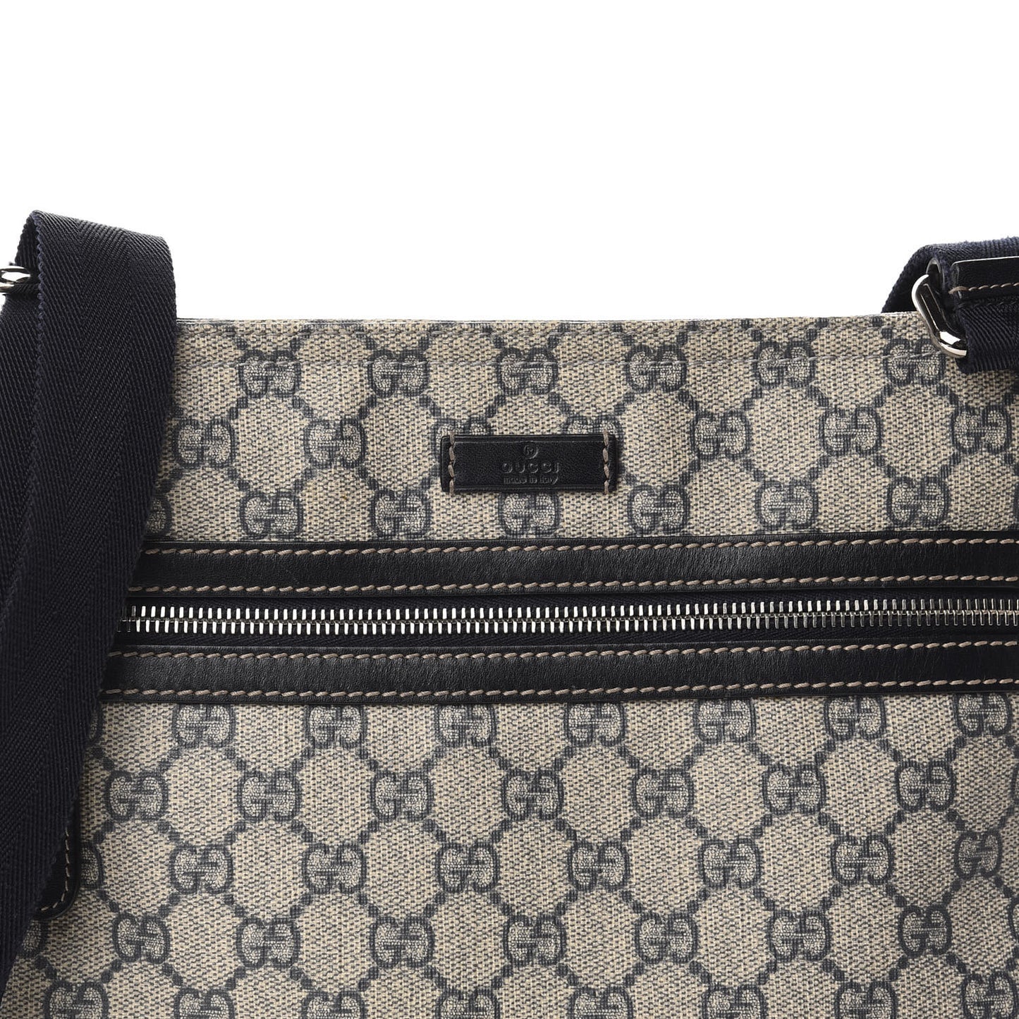 GG Supreme Monogram Small Flat Side Zip Messenger Bag Beige Blue