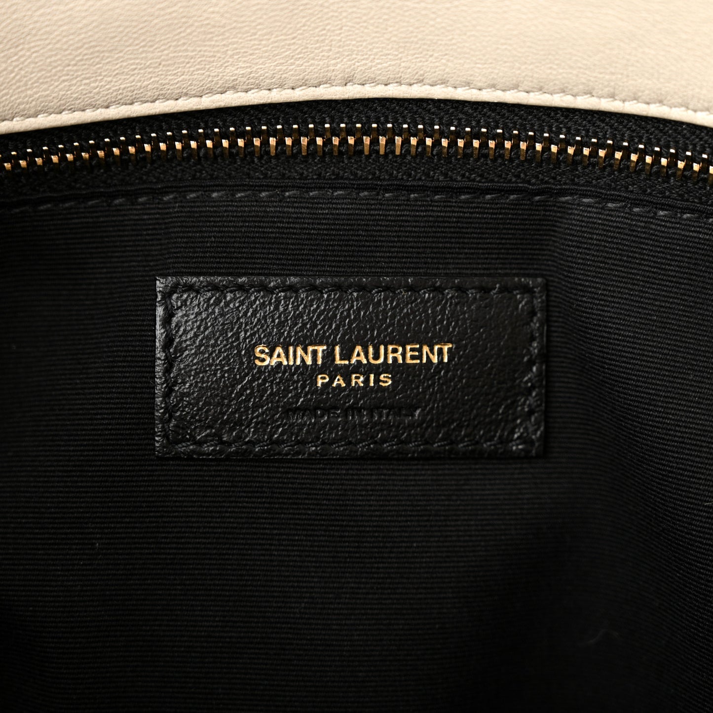 SAINT LAURENT Lambskin Quilted Medium Loulou Puffer Monogram Chain Satchel Crema Soft