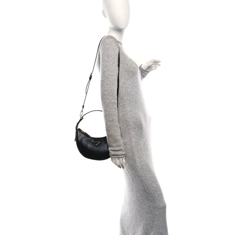 Soft Calfskin Arque Shoulder Bag Black