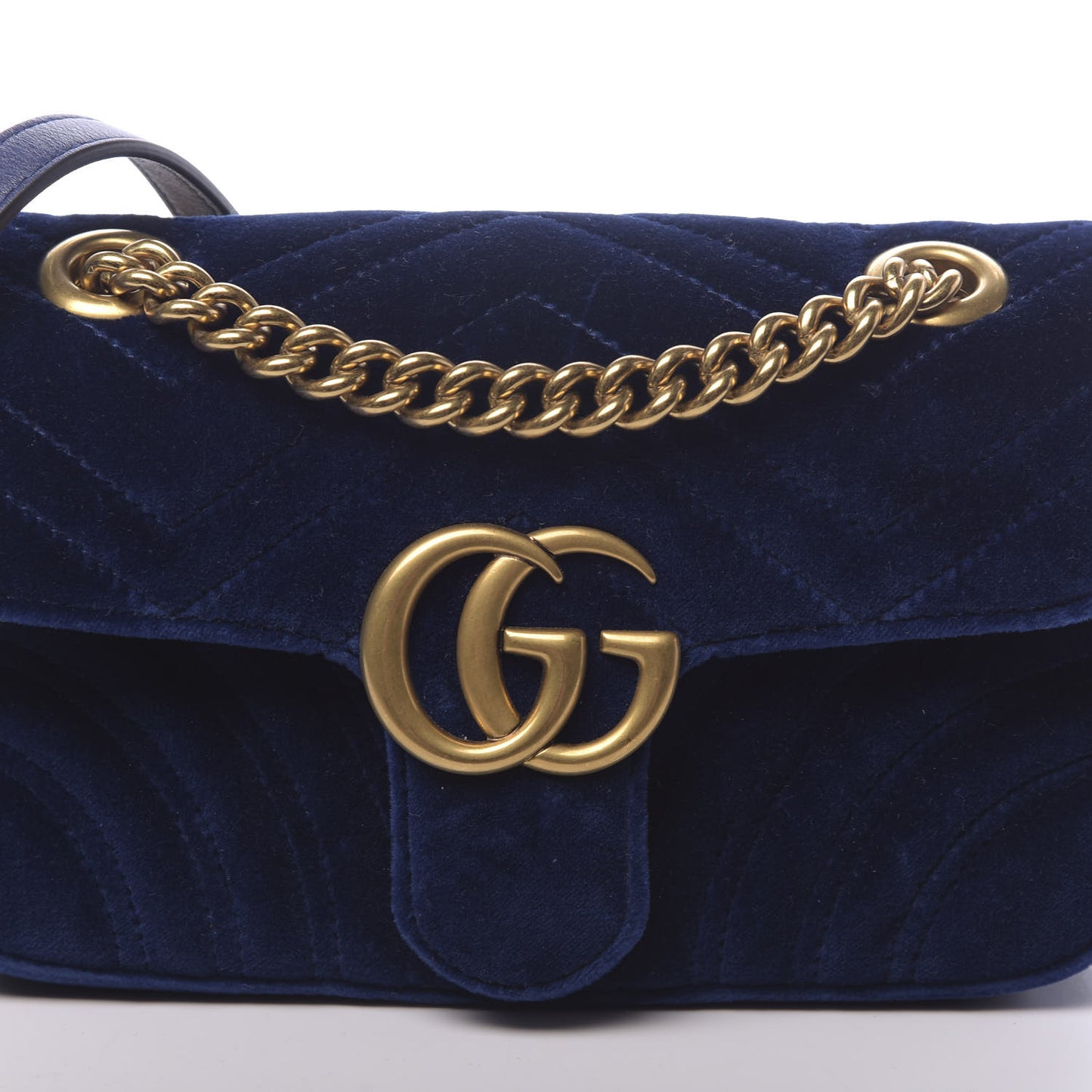 Velvet Matelasse Mini GG Marmont Shoulder Bag Cobalt Blue