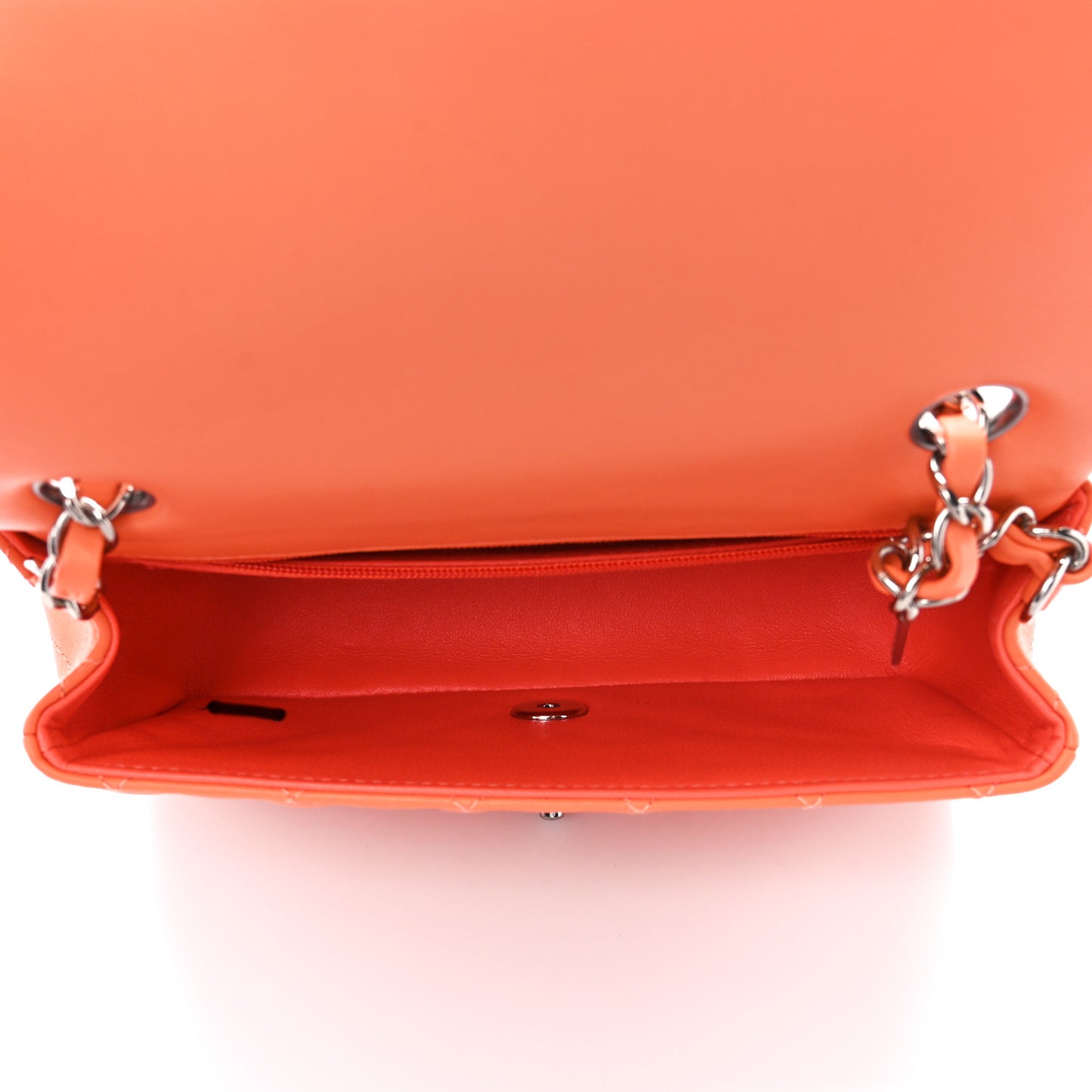 Lambskin Quilted Mini Rectangular Flap Light Orange