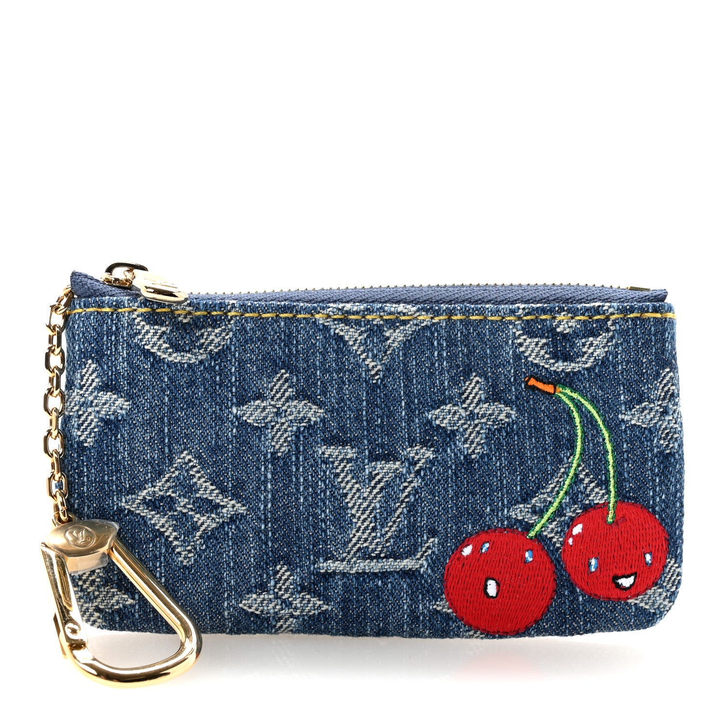 Louis Vuitton LV X TM Monogram Denim Cerises Key Pouch Blue