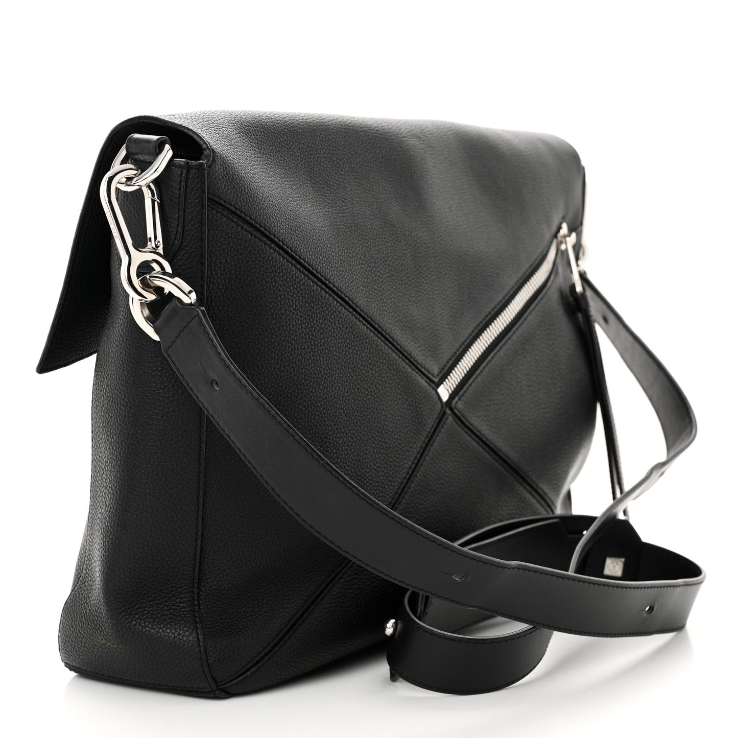 Calfskin Puzzle Messenger Bag Black