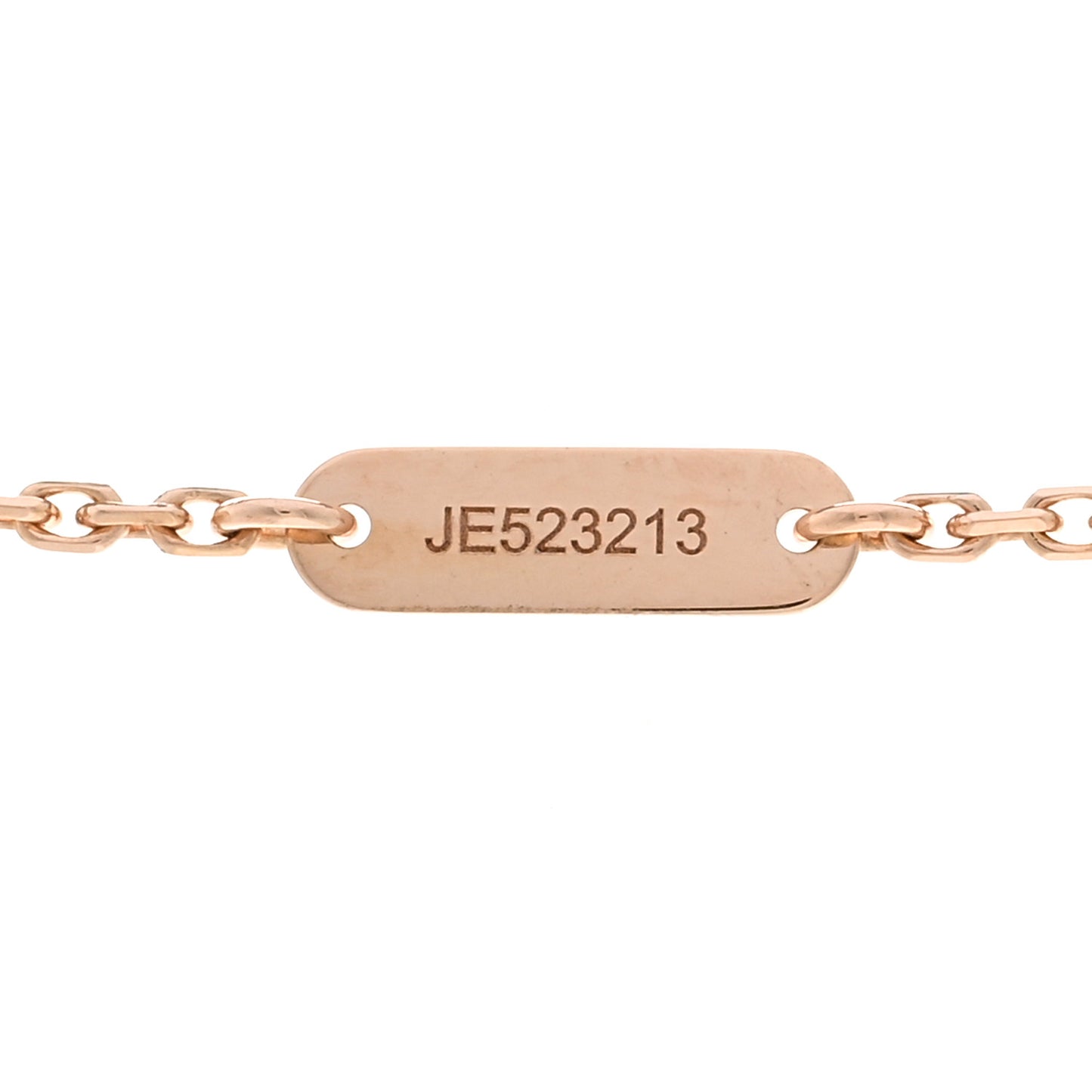18K Rose Gold Diamond Pink Porcelain Vintage Alhambra Pendant Necklace