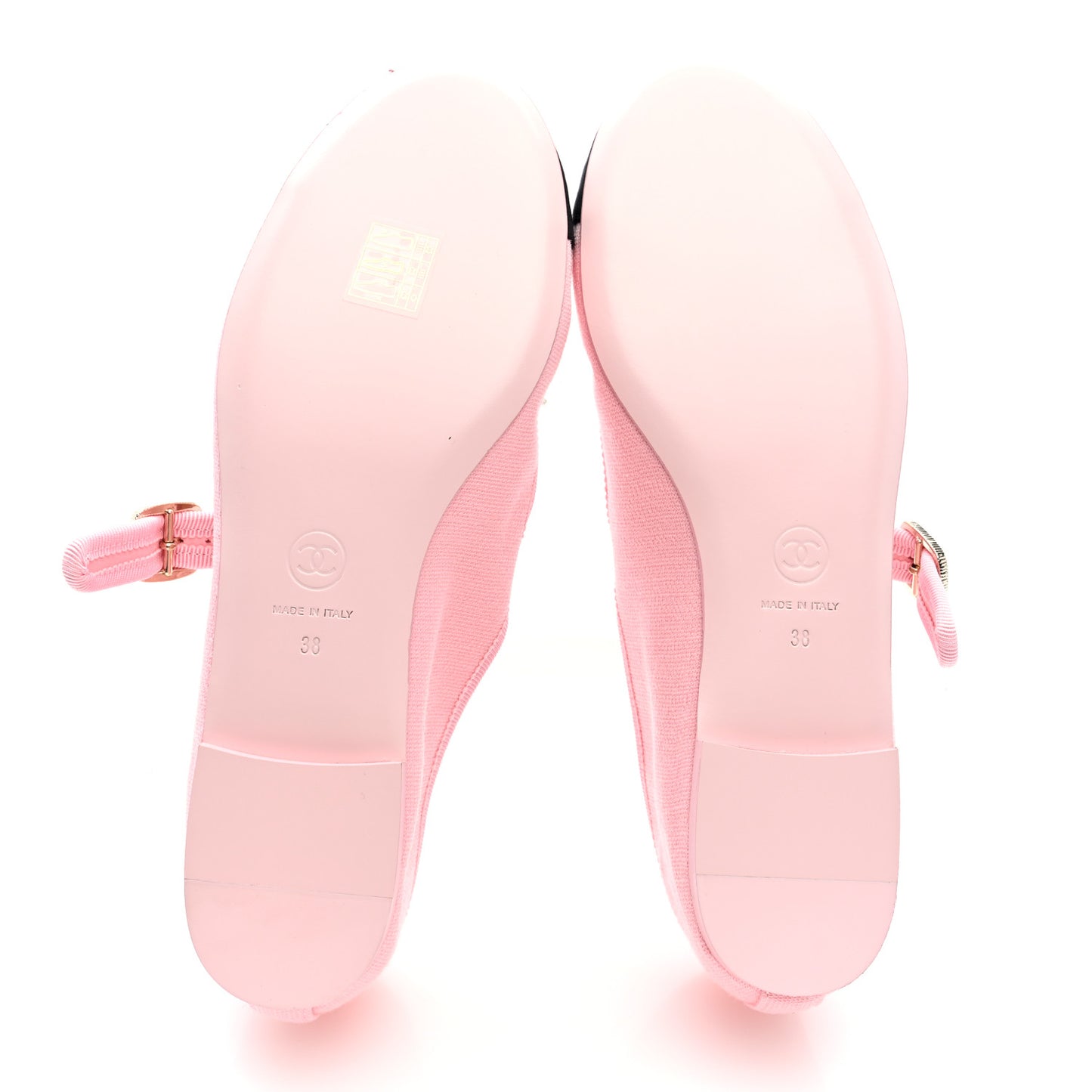 Fabric Grosgrain Mary Jane Flats 38 Light Pink Black