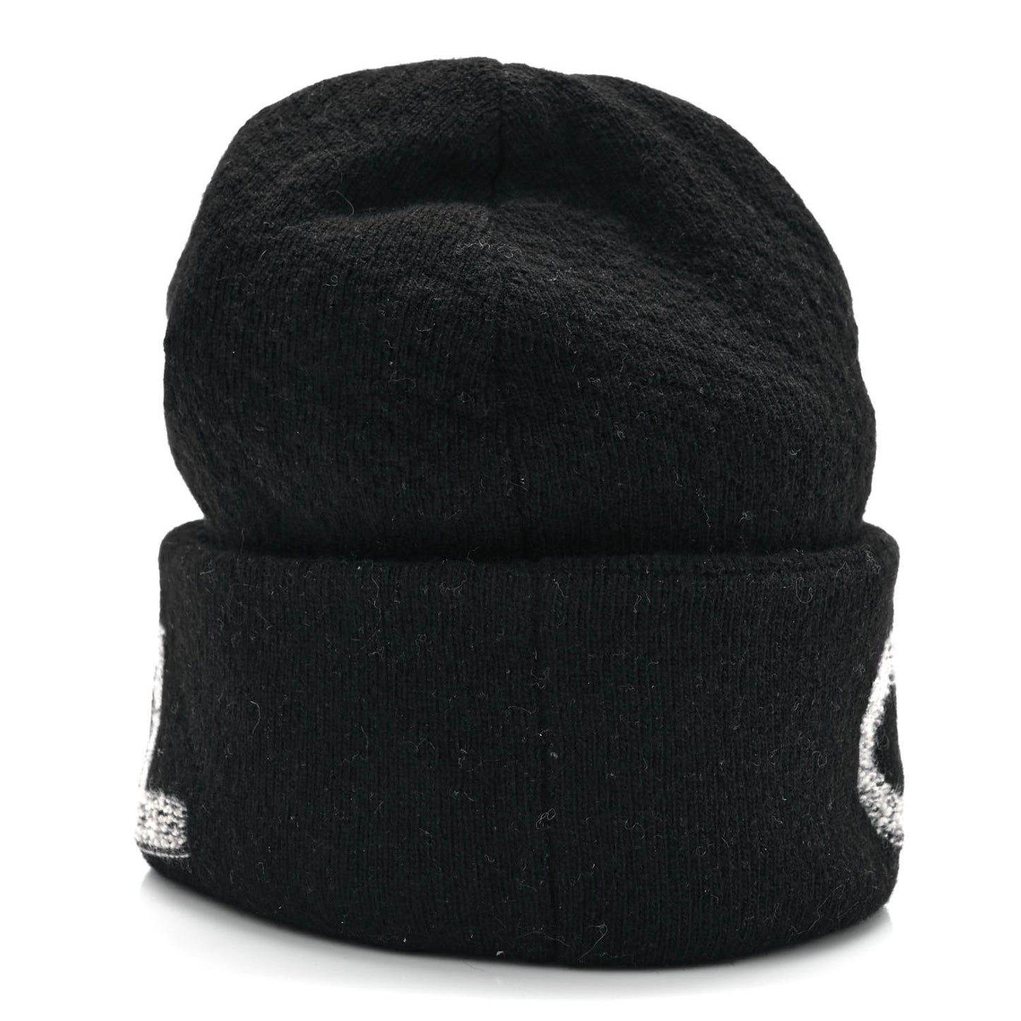 Wool Cashmere Logo Beanie Hat Black Light Grey