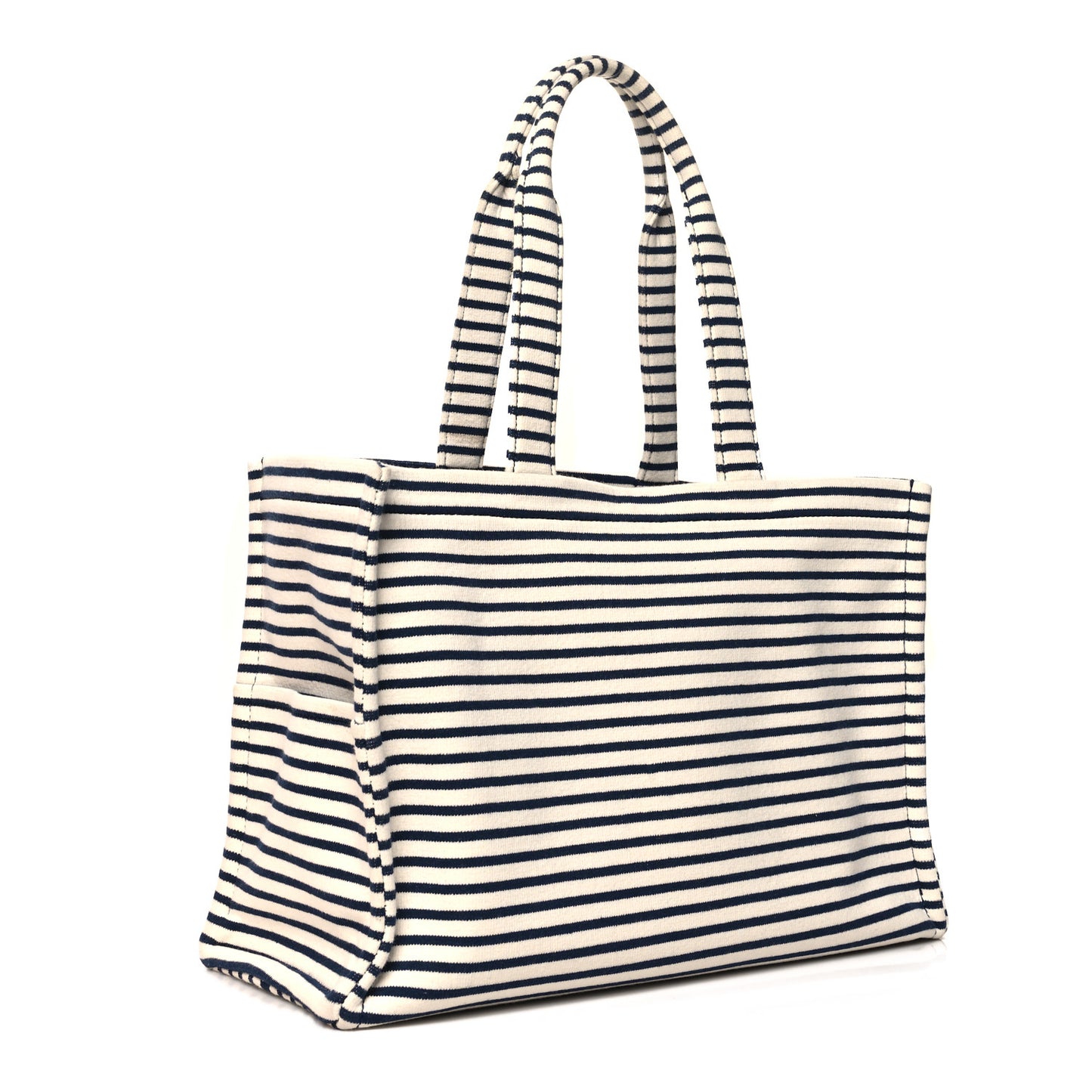 Canvas Calfskin Triomphe Large Cabas Navy Tan