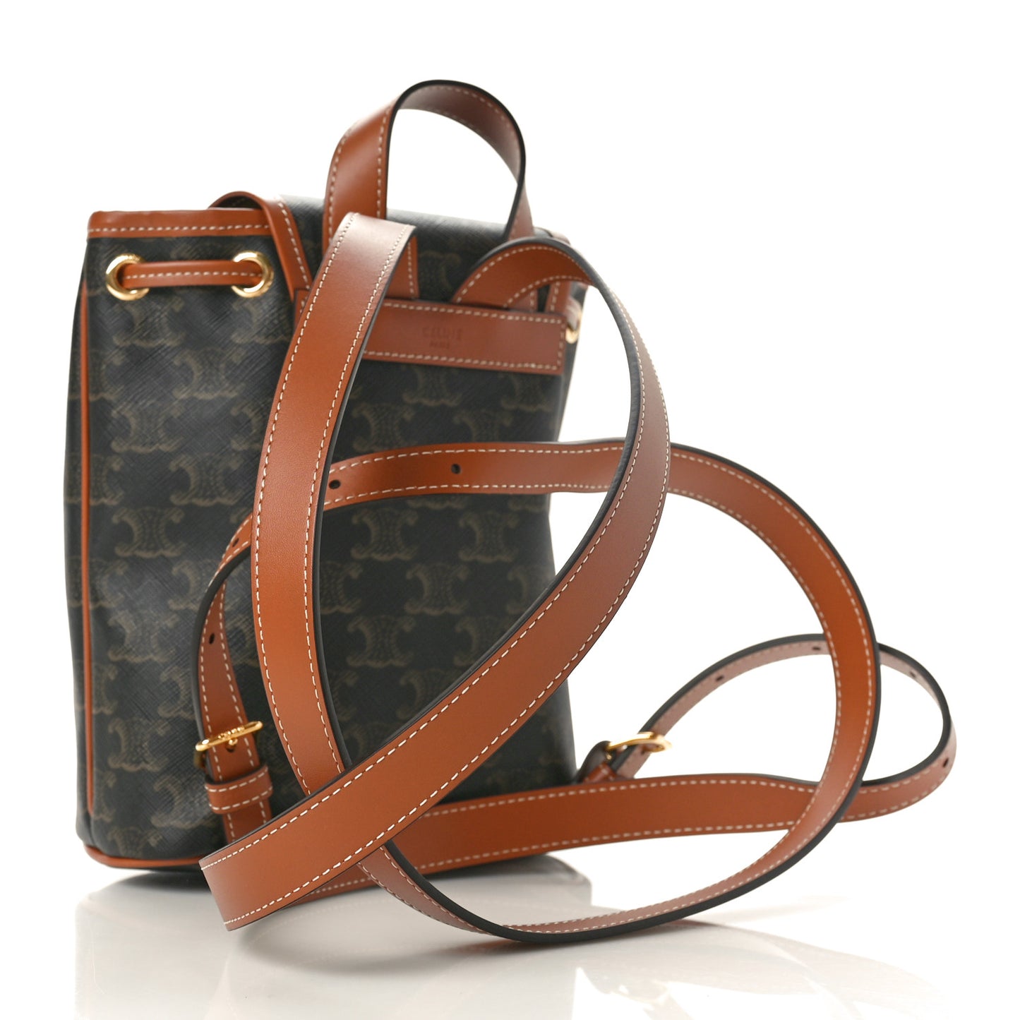 Triomphe Canvas Calfskin Mini Folco Backpack Tan