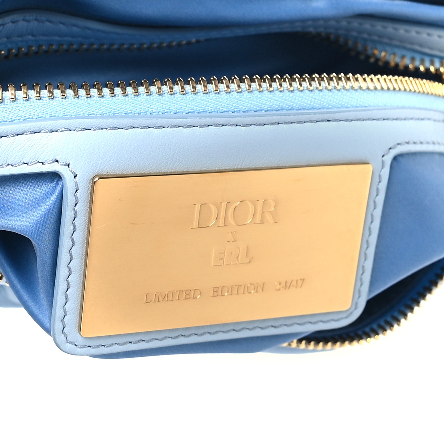 Christian Dior X ERL Satin Cannage Micro Venice Saddle Bag Blue 6 of 10