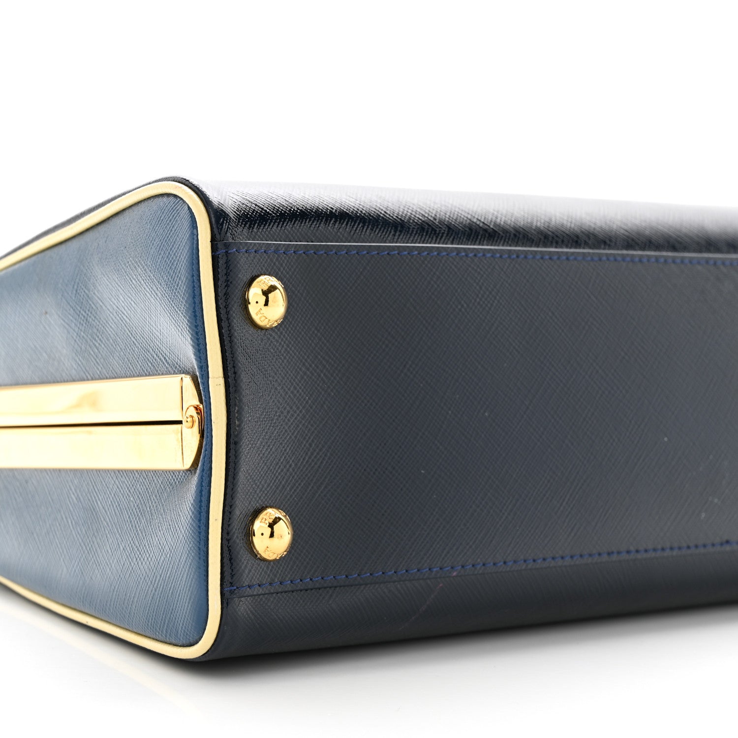 Prada Saffiano Vernice Pyramid Bag Black Bluette 8 of 14