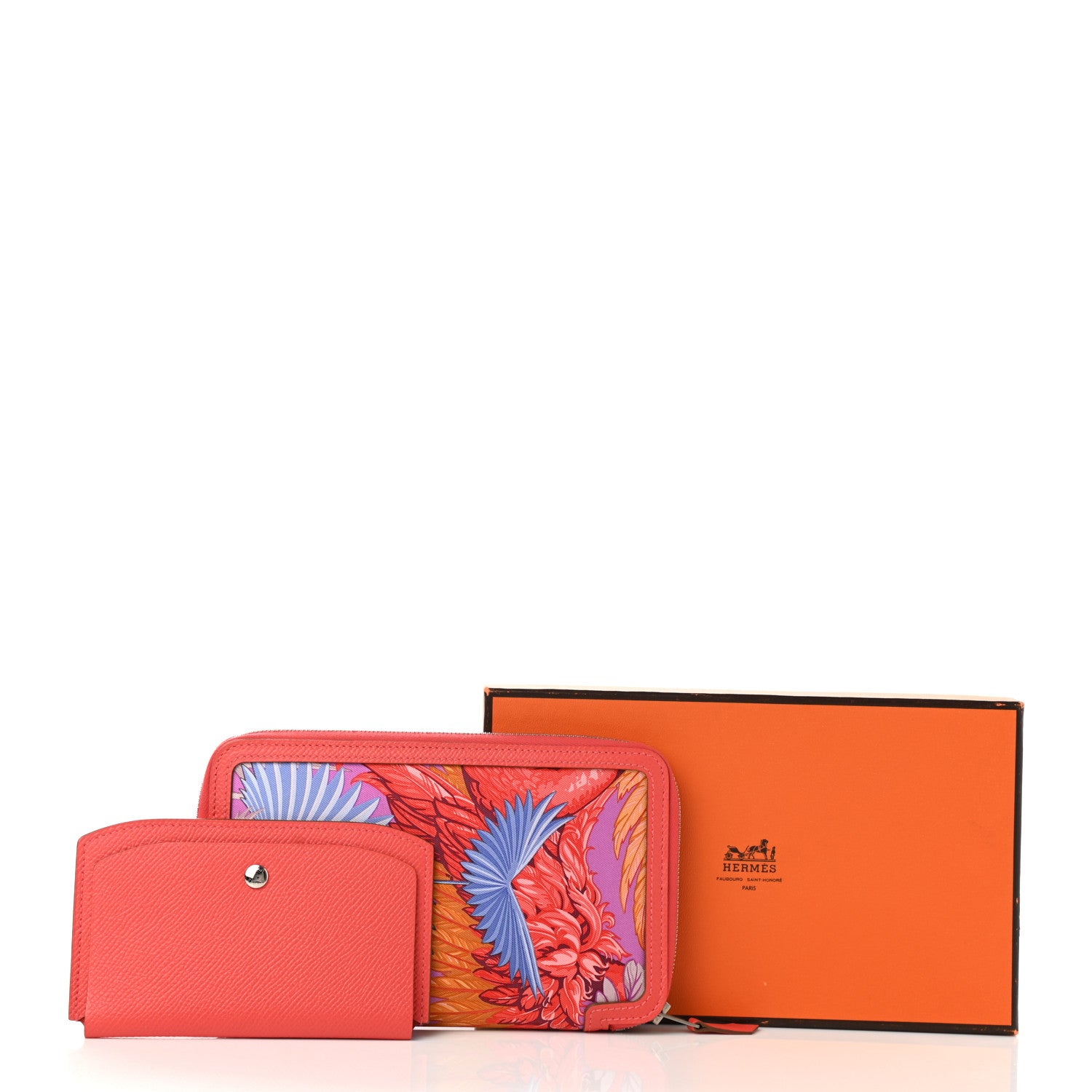 Hermes Epsom Printed Silk Flamingo Party Soie-Cool Wallet Rose Jaipur 9 of 9