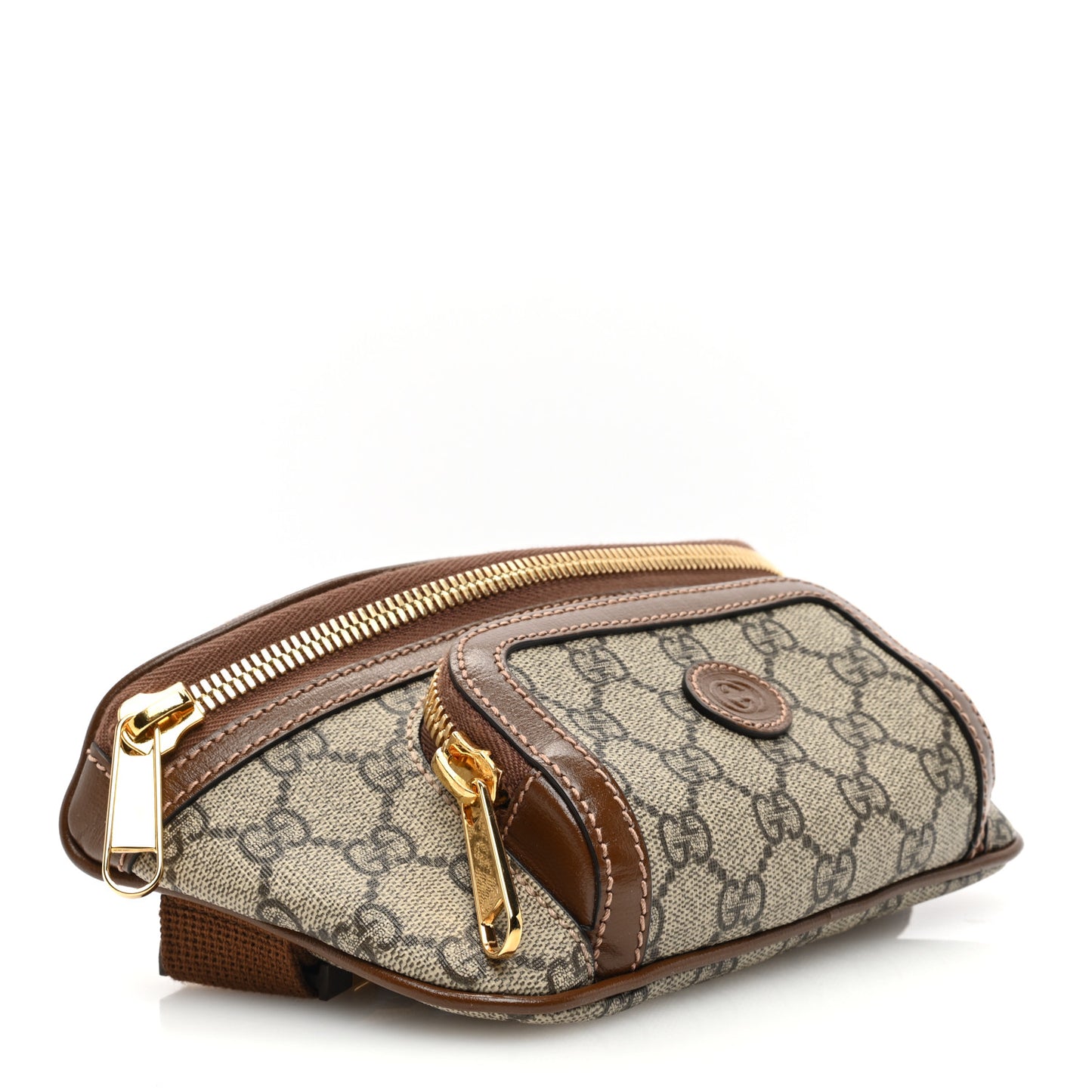 GG Supreme Monogram Textured Calfskin Retro Interlocking G Belt Bag Beige Ebony Brown Sugar