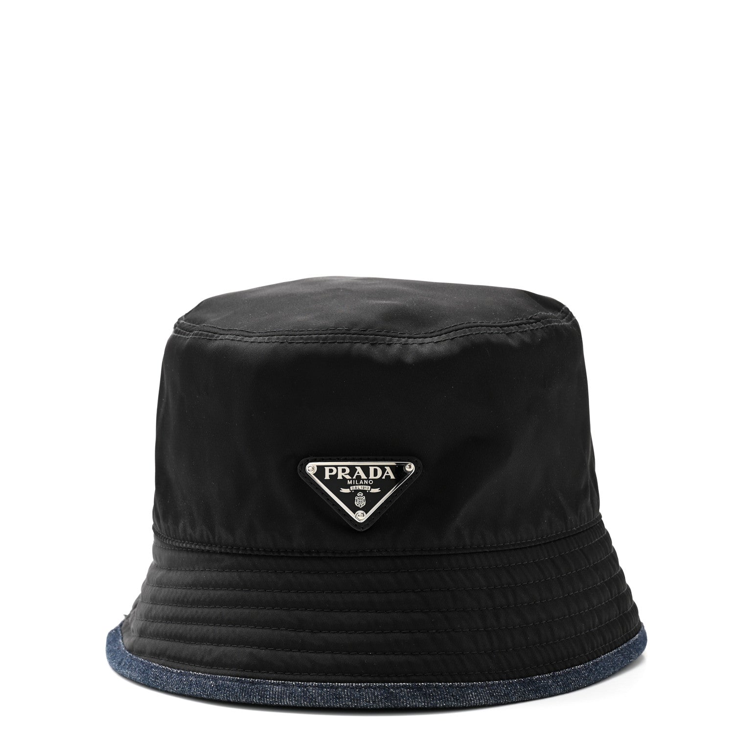Prada Denim Re-Nylon Reversible Bucket Hat Blue Black 10 of 14