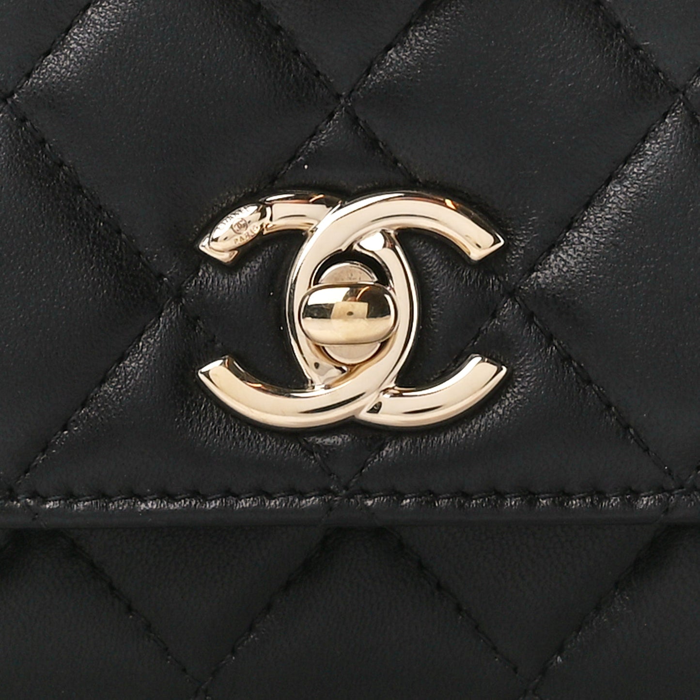 Lambskin Quilted Trendy CC Wallet On Chain WOC Black