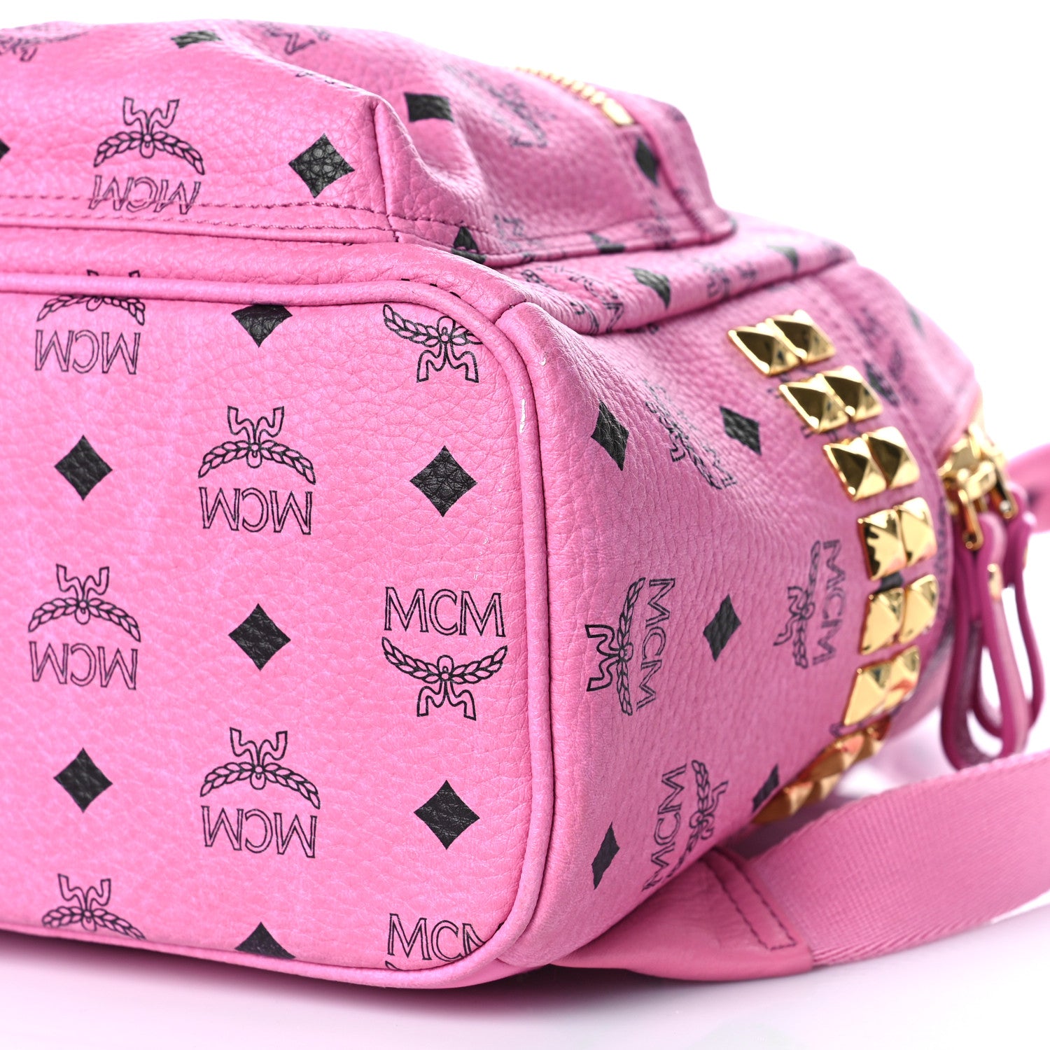 MCM Visetos Small Side Stud Stark Backpack Pink 7 of 8