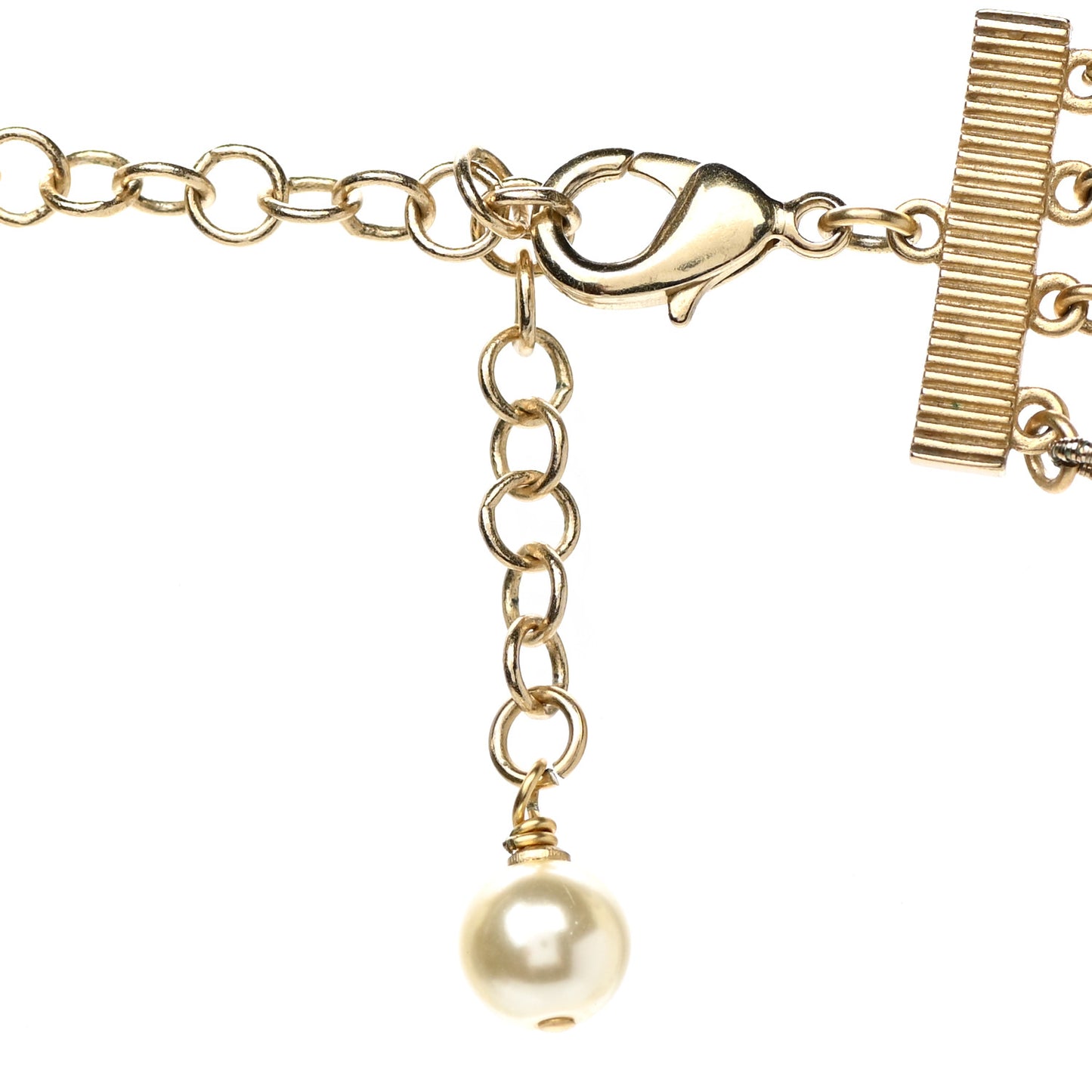 Crystal Pearl CC Multi Strand Necklace Gold