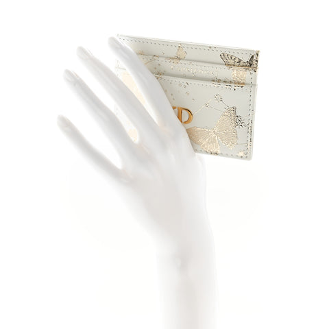 Calfskin Caro Five-Slot Capricorne Card Holder White Multicolor