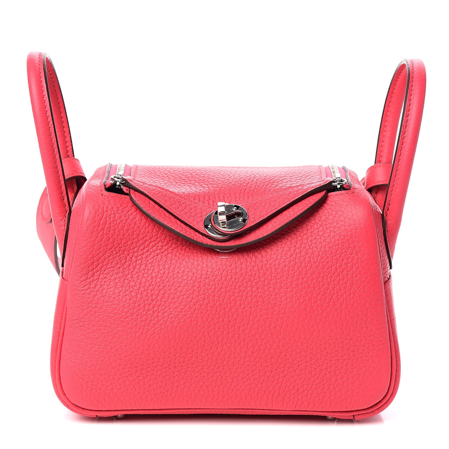 Hermes Taurillon Clemence Mini Lindy 20 Rose Extreme 1 of 10